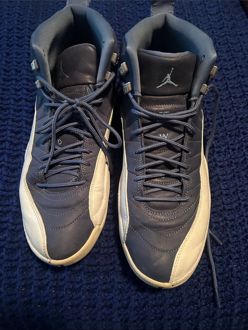 Jordan Navy and White High-Top Sneakers